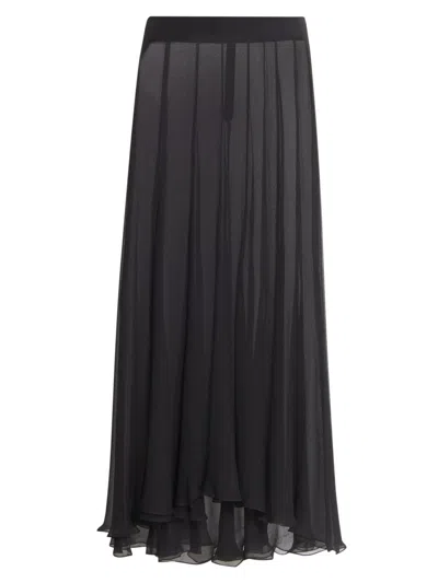 Chloé Women's Pleated Sheer Silk Maxi Skirt In Black