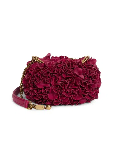 Chloé Plissierte Schultertasche Mit Blumenapplikation In Red