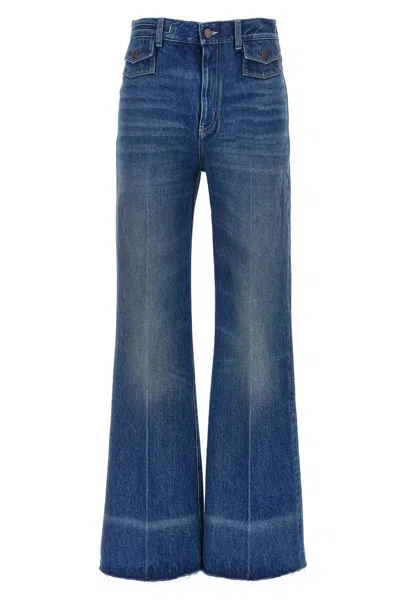 Chloé Frayed High-rise Flared Jeans In Blue