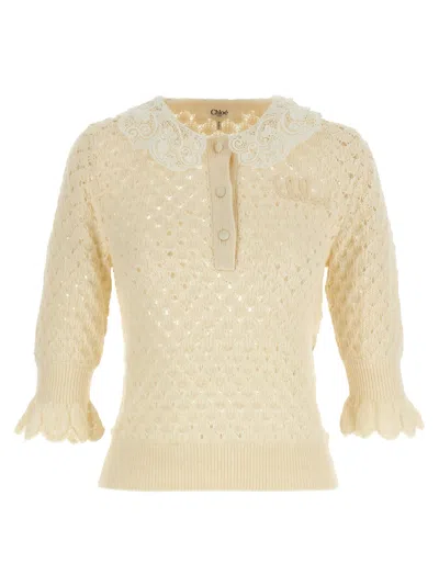 Chloé Women Pointelle Knit In Yellow