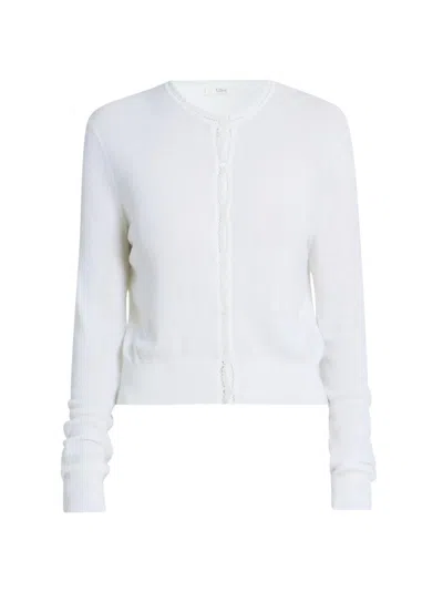 Chloé Women's Pointelle Wool Cardigan In White
