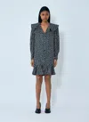 Chloé Dots-print Silk Jacquard Capelet Long-sleeve Mini Dress In Animal Print