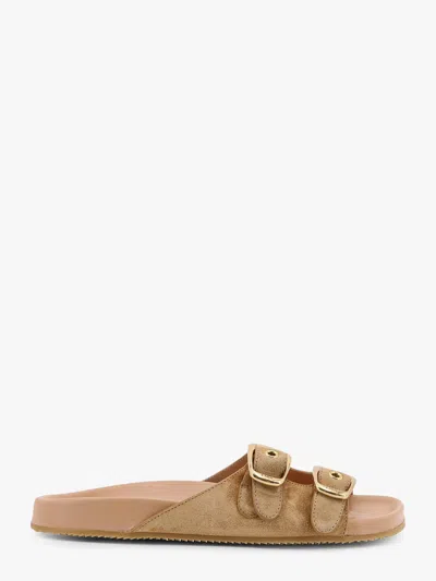 Chloé Chloe' Women Polly Suede Sandals With Gold Metal Buckles