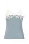 Chloé Satin Tank Top With Lace And Spaghetti Straps In Blue