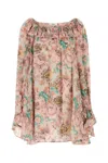 Chloé Bouquet-printed Organic Silk Crepe De Chine Mini Cape Dress In Multi