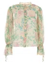 Chloé Floral Silk Balloon-sleeve Button-down Top