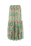 Chloé Pleated Tiered Floral-print Silk-chiffon Maxi Skirt In Green
