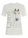 Chloé Cotton Crew Neck Graphic Short Sleeve T-shirt In Neutral