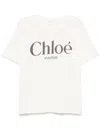 Chloé White Crewneck T-shirt With Logo Print On The Front In Cotton Woman In White