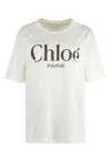 Chloé White Crewneck T-shirt With Logo Print On The Front In Cotton Woman In White