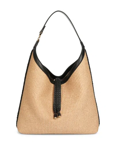 Chloé Marcie Hobo Bag In Raffia And Leather In Hot Sand