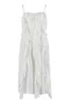 Chloé Ruffled Ramie Midi Dress In White