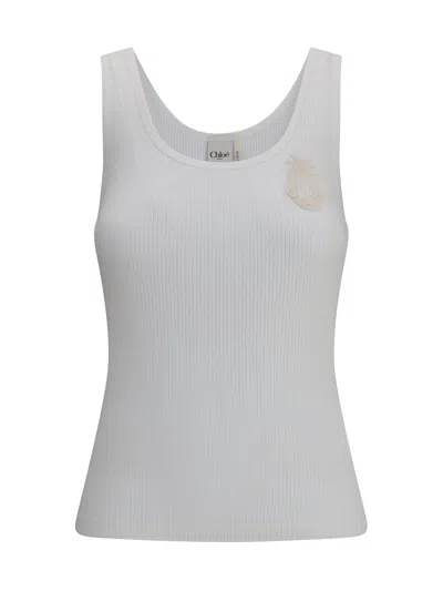 Chloé Women Ribbed Jersey Top In White