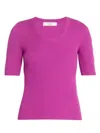 Chloé Chloe Logo-embroidered Ribbed Wool Top In Pink