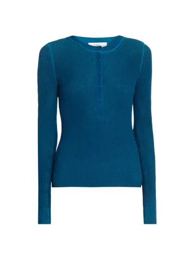 Chloé Women's Rib-knit Wool-blend Henley In Blue