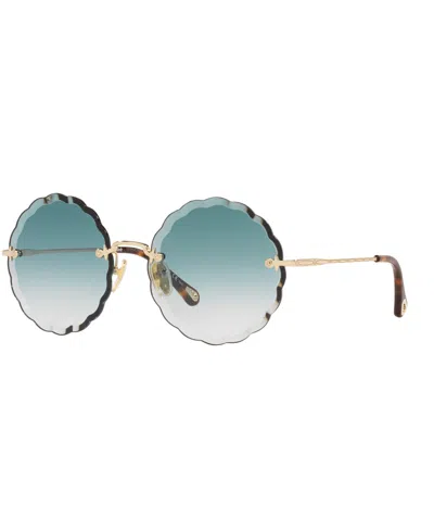 Chloé Kids' Women's Round Etched Metal Sunglasses, Ch0047s In Green