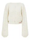 Chloé Jacquard Logo Cardigan Sweaters And Cardigans White In White