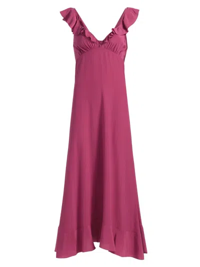 Chloé Women's Ruffle Silk Empire Midi-dress In Red