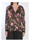 Chloé V-neck Floral Print Ruffled Blouse
