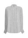 Chloé Women Ruffled Silk Muslin And Lace Blouse In White