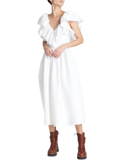 Chloé Renaissance Ruffle-trim Midi Dress In White