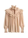 Chloé Women Sand Brown Oversized Ruffle Top In Neutral