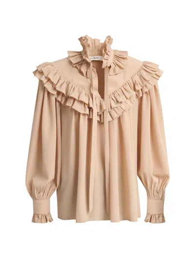 CHLOÉ WOMEN'S RUFFLE-YOKE SILK BLOUSE