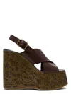 Chloé Graphic Print Wedge Sandals Platform Sole In Brown