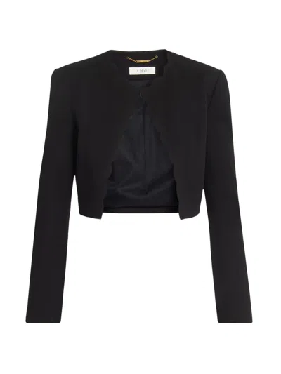 Chloé Women's Scalloped Stretch-cotton Blazer In Black