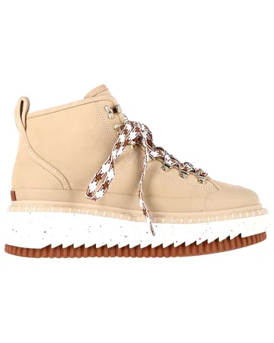 Chloé Women's Sheep Skin Lilli Nubuck Platform Bootie (authentic Pre-loved) In Neutral