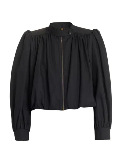 Chloé Women's Shirred Cotton Puff-sleeve Jacket In Black
