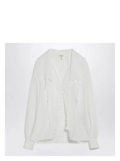 CHLOÉ WOMEN'S SHIRT WITH EMBROIDERED BOW TIE