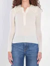 Chloé Lace-collar Superfine Wool Rib Knit Top In White