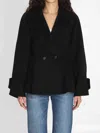 Chloé Chloe Women Short Coat With Ruffles In Black