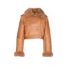 Chloé Cropped Shearling-trimmed Leather Jacket In Brown