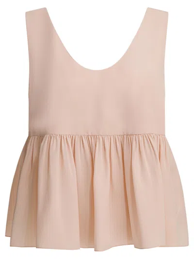 Chloé Women Silk Crepe De Chine Top In Pink