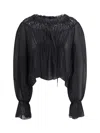 Chloé Women Silk Georgette And Lace Top In Black