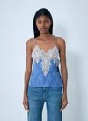 Chloé Women Silk Jacquard And Lace Camisole Top In Blue