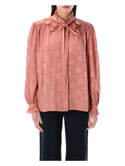CHLOÉ WOMEN'S SILK JAQUARD BLOUSE SHIRT