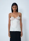 Chloé Women Silk Satin And Lace Tank Top In White