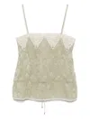 Chloé Silk Top With Drawstring Waist And Floral Pattern In Green