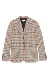 Chloé Chloe Checked Wool-blend Blazer In Neutral