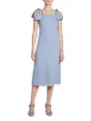 Chloé Linen Canvas Dress With Tie Straps In Pebble Blue