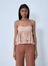 Chloé Tiered Ruffle Organic Silk Georgette Babydoll Top In Pink