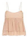 Chloé Tiered Ruffle Organic Silk Georgette Babydoll Top In Orange