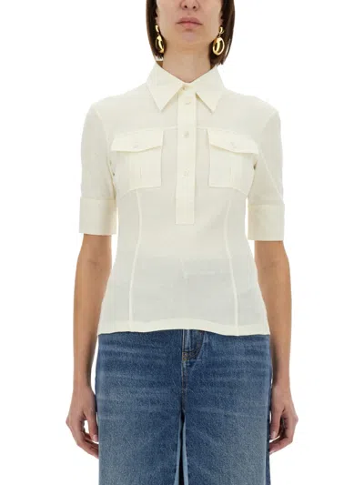 Chloé Chloe' Women Slim Fit Polo. In Neutral