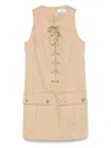 Chloé Satin Cotton Dress With Button And Slit In Argilbrown