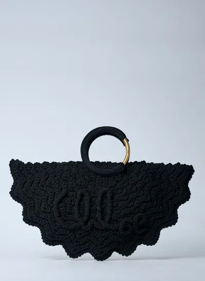 Chloé Women Small Bracelet Paravent Crochet Tote Bag In Black