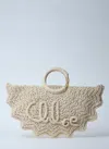 Chloé Women Small Bracelet Paravent Crochet Tote Bag In White