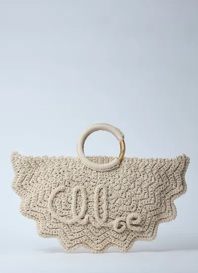 Chloé Women Small Bracelet Paravent Crochet Tote Bag In White